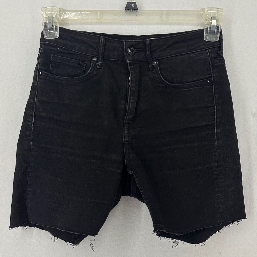 H&M High Waist Slim Leg Jean Shorts Womans 27x32 Black